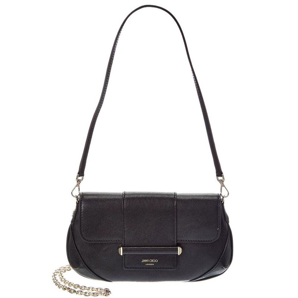 Jimmy Choo Bar Leather Wallet On Chain, Black